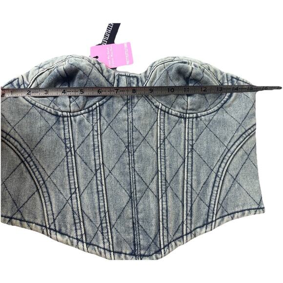NWT Pretty Little Thing Denim acid Wash Denim Corset Bustier Crop Top Y2K Sz 4 - Picture 4 of 6